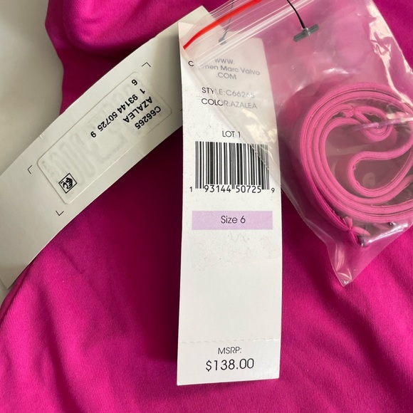 NWT Carmen Marc Valvo size 6 hot pink one shoulder one piece swimsuit Azalea - Picture 3 of 3